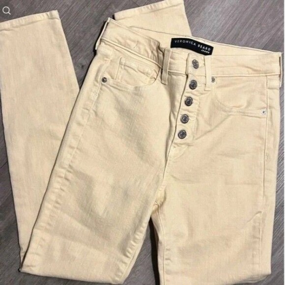 Veronica Beard Maera High Rise Twee Skinny Yellow Jeans Preppy Teacher 24/7 - Picture 2 of 7